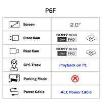 SYS VSYS Full Body Waterproof Motorcycle Camera Recorder P6FL WiFi Dual 1080P Full HD Motorcycle DVR Dash Cam Black GPS Box - Badgecollection