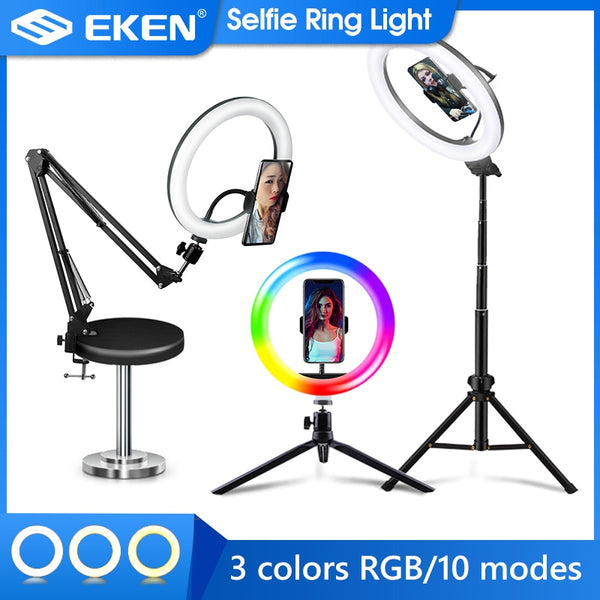 Selfie Ring Light Photography Light Led Rim Of Lamp With Mobile Holder Large Tripod Stand For Tik Youtube Tiktok Tok Ringlight - Badgecollection