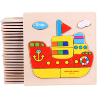 Kids 3D Puzzles Jigsaw Wooden Toys For Children Cartoon Animal Traffic Puzzles Intelligence Children Early Educational Toys - Badgecollection