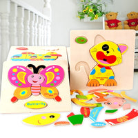 Kids 3D Puzzles Jigsaw Wooden Toys For Children Cartoon Animal Traffic Puzzles Intelligence Children Early Educational Toys - Badgecollection