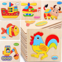Kids 3D Puzzles Jigsaw Wooden Toys For Children Cartoon Animal Traffic Puzzles Intelligence Children Early Educational Toys - Badgecollection