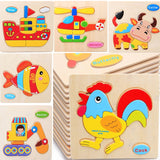 Kids 3D Puzzles Jigsaw Wooden Toys For Children Cartoon Animal Traffic Puzzles Intelligence Children Early Educational Toys - Badgecollection