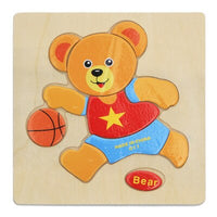 Kids 3D Puzzles Jigsaw Wooden Toys For Children Cartoon Animal Traffic Puzzles Intelligence Children Early Educational Toys - Badgecollection