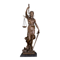 Ivorique DS191 Lady Justice Greek Goddess Statue Bronze Blind Themis Justitia Sculpture Mythology Figurine Vintage Classical Art - Badgecollection