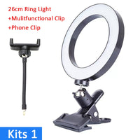 26cm/16cm Protable Led Selfie Ring Light For Youtube Live Streaming Studio Video Dimmable Photography Lighting With USB Cable - Badgecollection