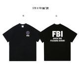 US Team FBI Identification Suit Skateboard Short Sleeve T-shirt Cotton Loose Large Size Crewneck T-shirt Young Half Sleeve Male Tide - Badgecollection