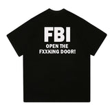 US Team FBI Identification Suit Skateboard Short Sleeve T-shirt Cotton Loose Large Size Crewneck T-shirt Young Half Sleeve Male Tide - Badgecollection