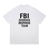 US Team FBI Identification Suit Skateboard Short Sleeve T-shirt Cotton Loose Large Size Crewneck T-shirt Young Half Sleeve Male Tide - Badgecollection