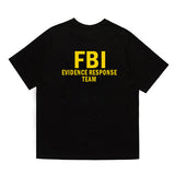 US Team FBI Identification Suit Skateboard Short Sleeve T-shirt Cotton Loose Large Size Crewneck T-shirt Young Half Sleeve Male Tide - Badgecollection