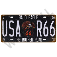 Route 66 Car Bus Number License Plate Wall Art FBI Plaque Metal Vintage Warning Car Number Metal Sign Bar Decor Metalen Borden - Badgecollection