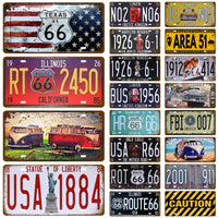 Route 66 Car Bus Number License Plate Wall Art FBI Plaque Metal Vintage Warning Car Number Metal Sign Bar Decor Metalen Borden - Badgecollection
