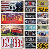 Route 66 Car Bus Number License Plate Wall Art FBI Plaque Metal Vintage Warning Car Number Metal Sign Bar Decor Metalen Borden - Badgecollection