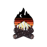 Outdoors Mountain Starry Night Enamel Pin Custom Wild Camping Hiking Brooches Bag Clothes Lapel Pin Adventure Badge Jewelry Gift - Badgecollection