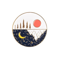 Outdoors Mountain Starry Night Enamel Pin Custom Wild Camping Hiking Brooches Bag Clothes Lapel Pin Adventure Badge Jewelry Gift - Badgecollection