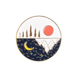 Outdoors Mountain Starry Night Enamel Pin Custom Wild Camping Hiking Brooches Bag Clothes Lapel Pin Adventure Badge Jewelry Gift - Badgecollection